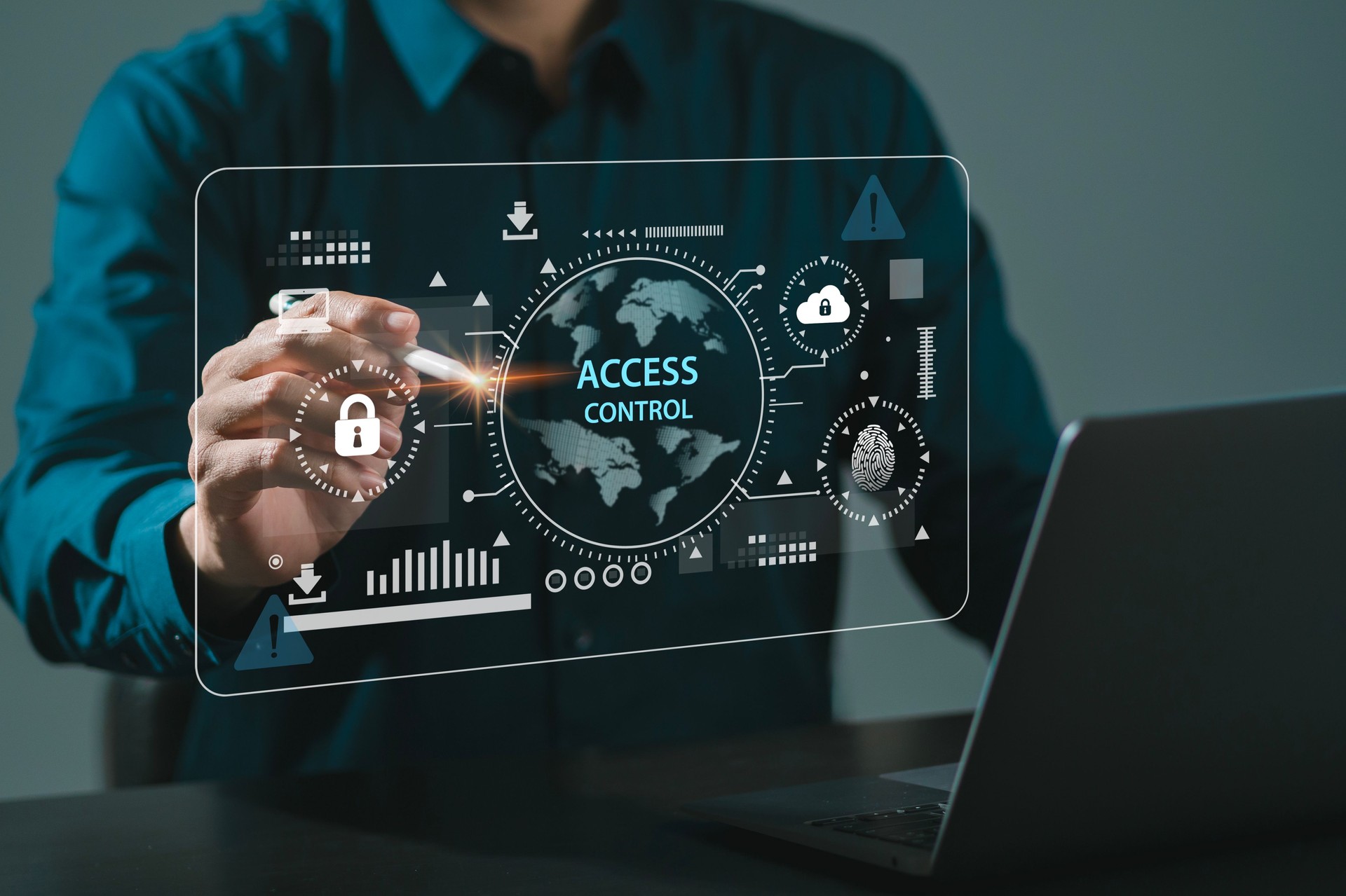 Cyber security concepts, secure encryption, protection of personal data access, network security technology against hacker attacks, password lock strategy